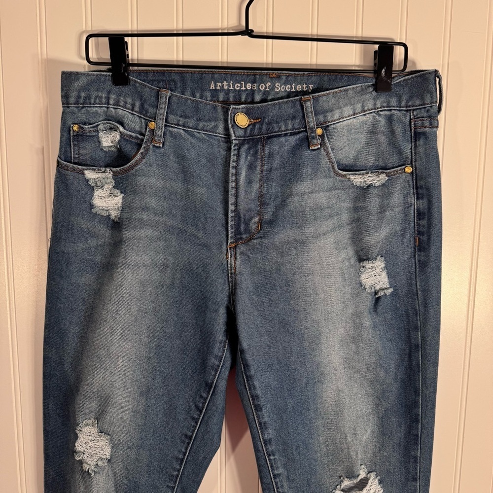 Articles of Society Women’s Mid-Rise Medium Wash Distressed Skinny Jeans Size 31 - Picture 2 of 14